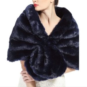 Faux Fur Shawl Wrap Stole Shrug Winter Bridal Wedding Cover Up